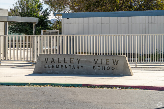 The entrance of Valley View Elementary School showcases its name on a prominent signage.