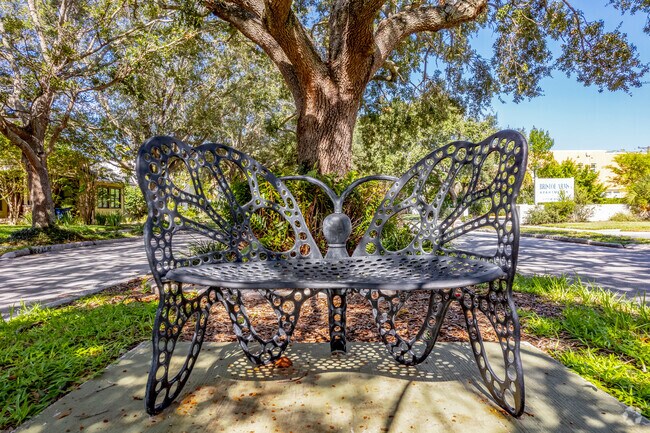 Creative butterfly benches make a nice place to rest when on a walk through SoHo neighborhood.