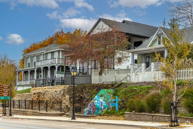 Historic buildings on the bluff are overlooking the river in LeClaire.