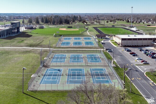 Noblesville East Middle School features not only a few, but 12 tennis courts for students.