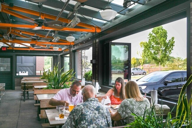 The Black Dog Smoke Grill near the Seagrass area has a very nice outdoor patio for dining.