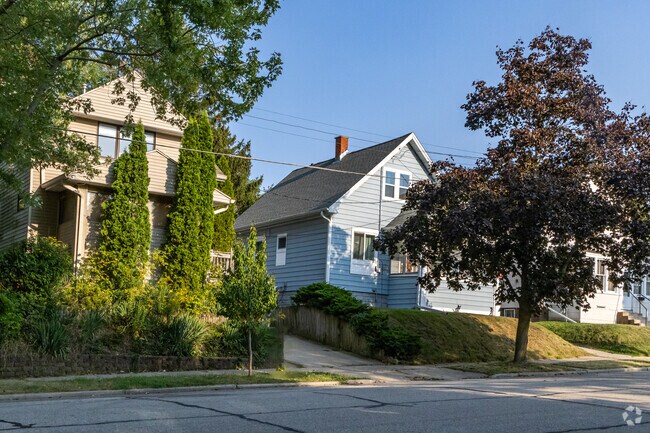A row of spacious homes line the street in Hickory Ridge.