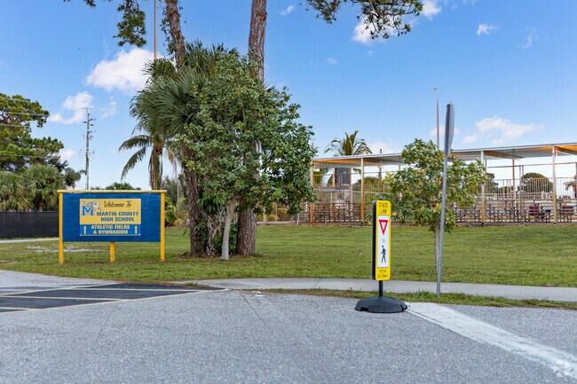 Martin County High School welcome to athletic fields and gymnasium sign.