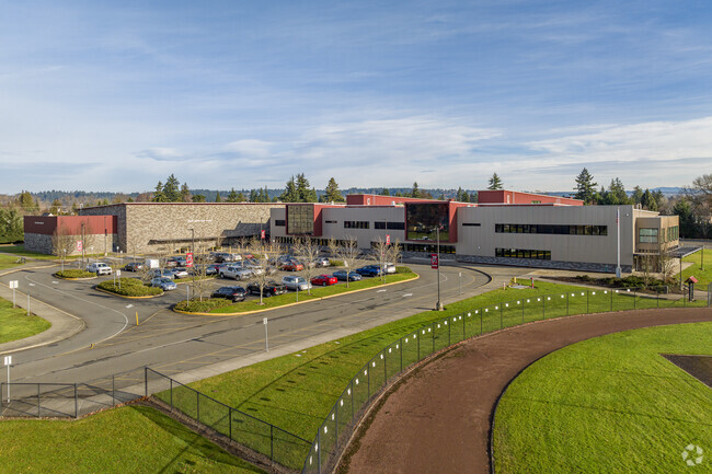 Aylen Junior High School entrance view.