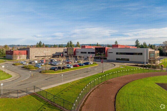 Aylen Junior High School entrance view.