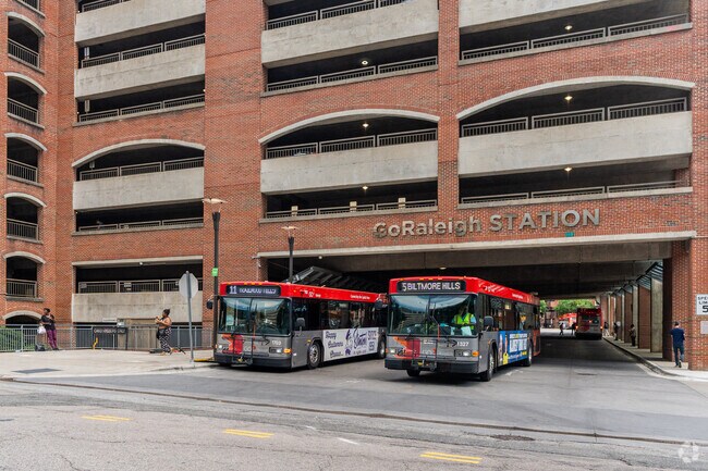Buses arrive and depart regularly from the GoRaleigh station.