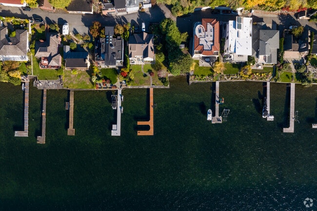 Waterfront homes in Market feature private docks and views of Lake Washington.