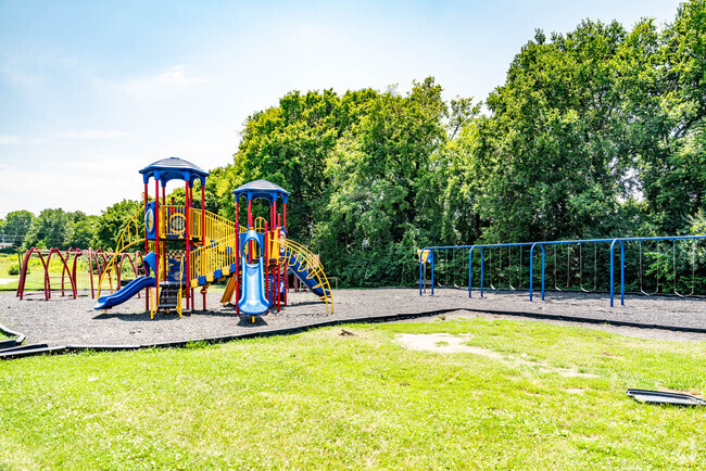 The large playground and swings at Liberty Elementary School.