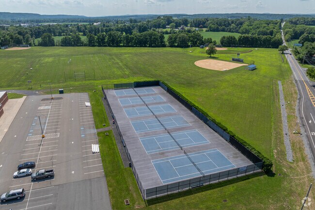 Pleasant Valley Middle School has multiple tennis courts for students.