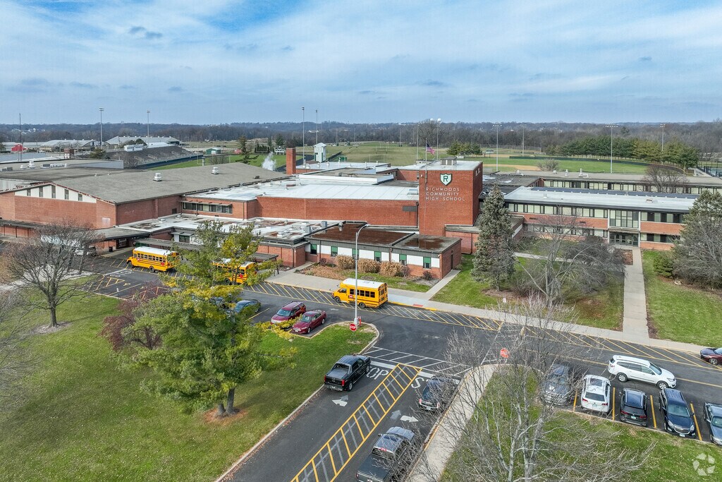 Richwoods High School in North Peoria has a large parking lot for students who are driving.