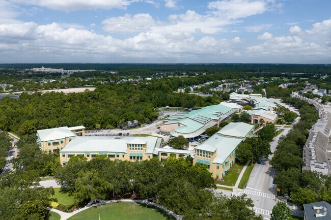 Aerial view of Celebration School in Celebration Florida.