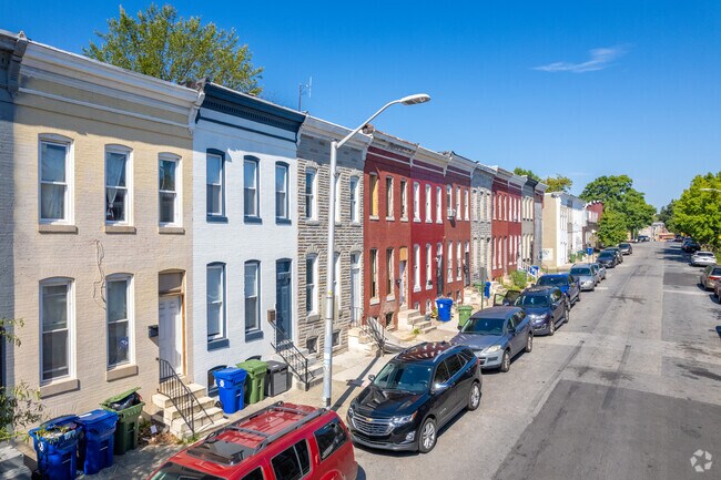 Older brick rowhomes will often have refreshed coats of paint to spruce up the facade.