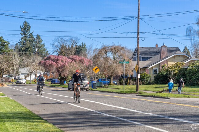 Residents enjoy biking and walking throughout the University Park neighborhood.