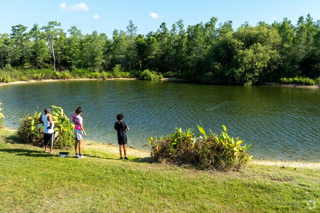The many lakes around Carlton Lakes have fish in them and fishing is a popular pastime.