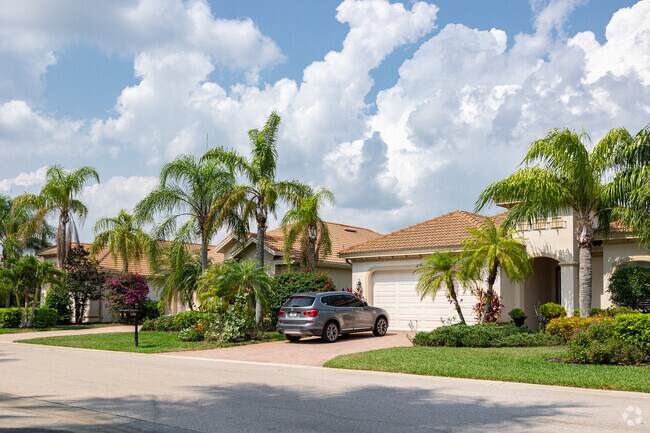 Heritage Bay homes are built in a familiar style with Spanish tile roofs.