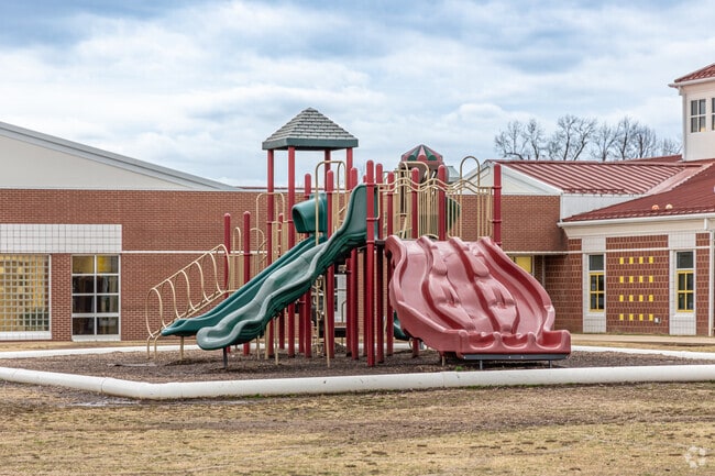 Hunt Elementary School has a large outdoor playground.