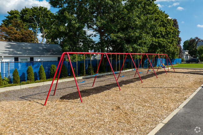 A row of swings at Potter-Burns Elementary School in Darlington.