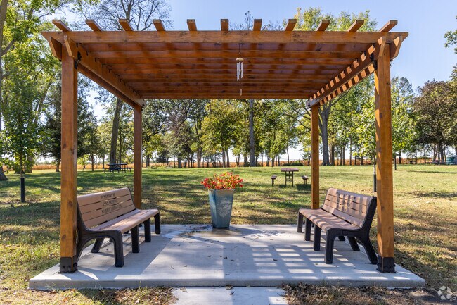 Edgewood Park’s pavilion offers shade for picnics and youth games.