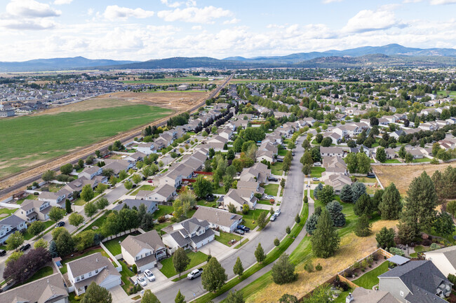 Central Post Falls is a quiet neighborhood where homes have small backyards.