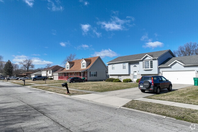 Rows of split-level and four-square homes line streets throughout Turkey Creek, Merrillville.