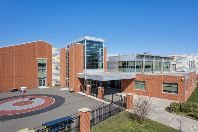 Alternate view of Mill Creek Elementary School Entrance in Levittown.