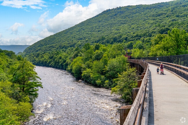 Miles of trails meander through dramatic overlooks in Lehigh Gorge State Park.