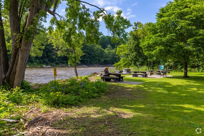 Milton River Park features a dam and picnic areas located on the Lamoille River.