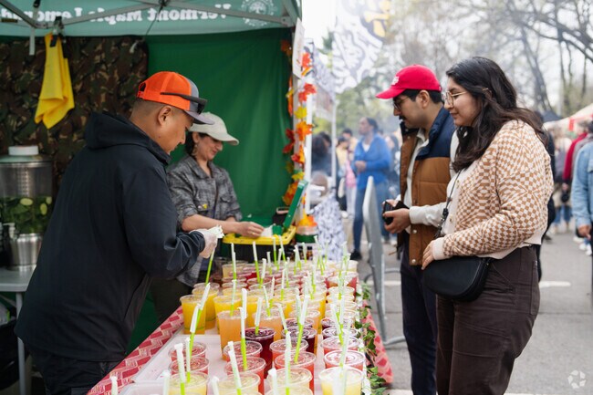 One of the stalls at Smorgasburg in Prospect Park has a rainbow of juices and teas.