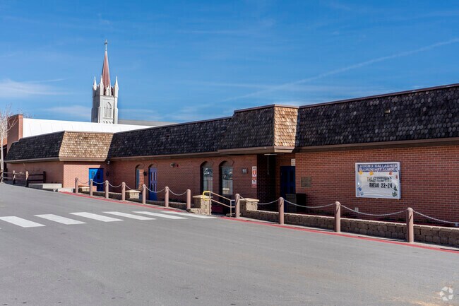 The front entrance to Hugh Gallagher Elementary School in Virginia City.
