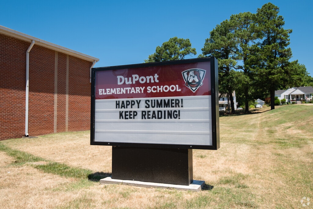 DuPont Elementary school has events planned out on the sign in Old Hickory Village, Tennessee.