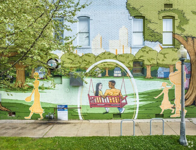 "Urban LIFT" is a mural by Charlie Forrester on Mill Ave in Frayser.