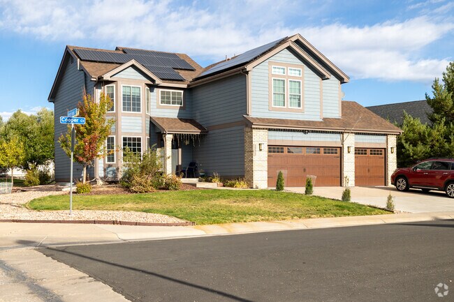 Some homes in Red Hawk feature solar panels.
