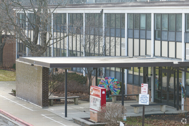 Students can enter the modern facility of Red Oak Elementary School at these doors.