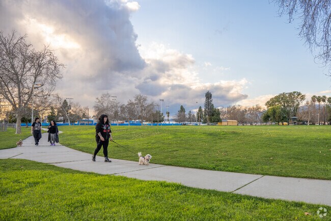 Enjoy a stroll by the grassy fields of Speicher Memorial Park.