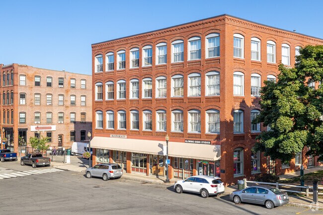 A common condo building in the Downtown Haverhill area with retail on the bottom level.