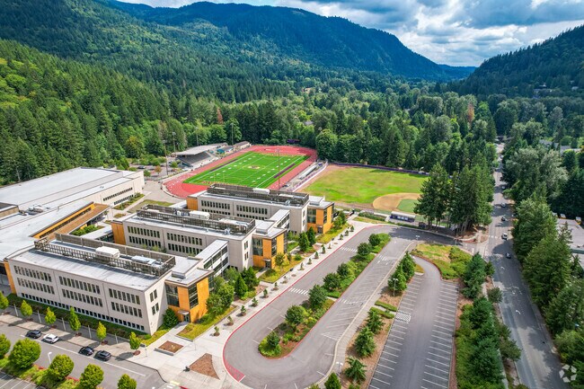 Issaquah Middle School sits with beautiful view.