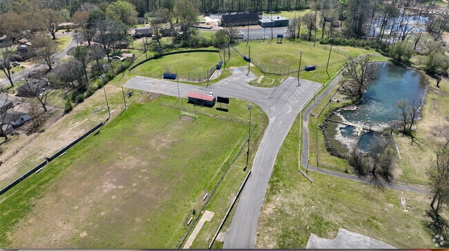 Community Center Midfield football field, baseball softball, and pond.