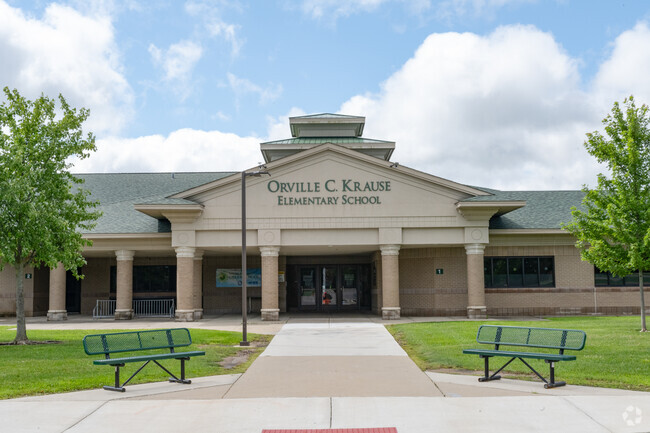 Orville C. Krause Elementary School front entrance.