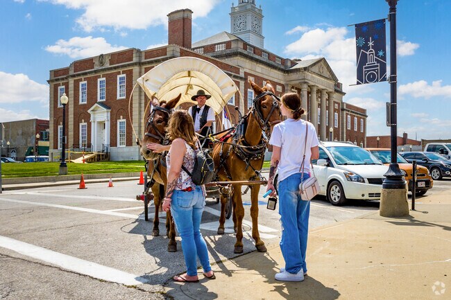Take the kids on a horse pulled wagon ride along Main Street in downtown Independence, minutes away from Spring Branch.