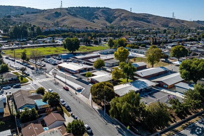 Bird's eye view of Blandford Elementary School in Rowland Heights
