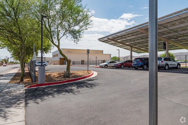 Main Parking lot Alternate view, T G Barr School.