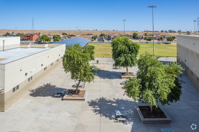 A refreshing open-air corridor at Riverview Elementary School in El Mirage.