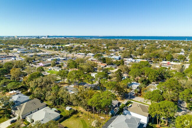 Aerial view with bay in Fairoaks located in Tampa, FL.