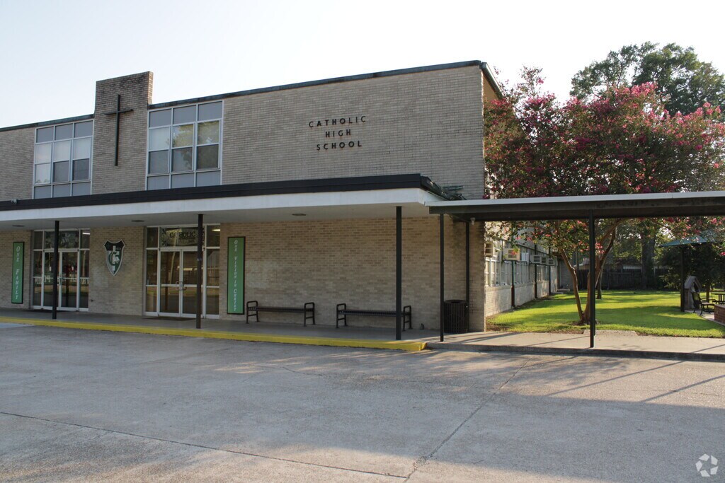 Main entrance to Catholic High School of Pointe Coupee in Pointe Coupee Parish, New Roads LA