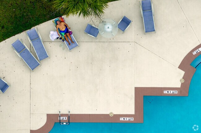 Lawton Station residents have easy access to the centrally located community pool.