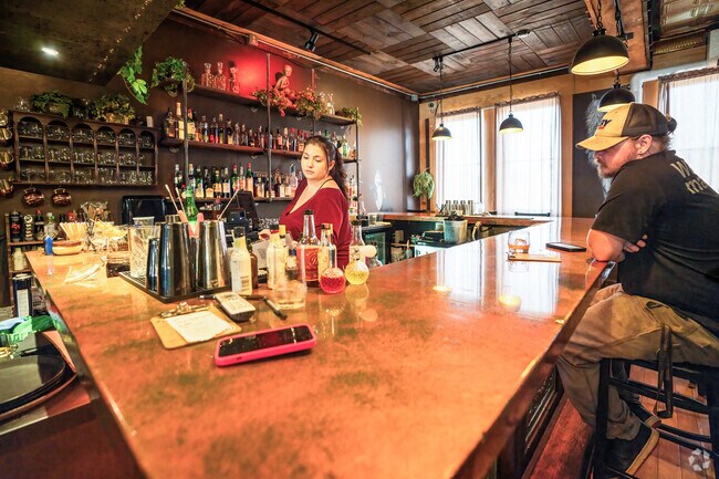 The Crowbar Hardware Store near Maple Avenue District is a speakeasy style restaurant.