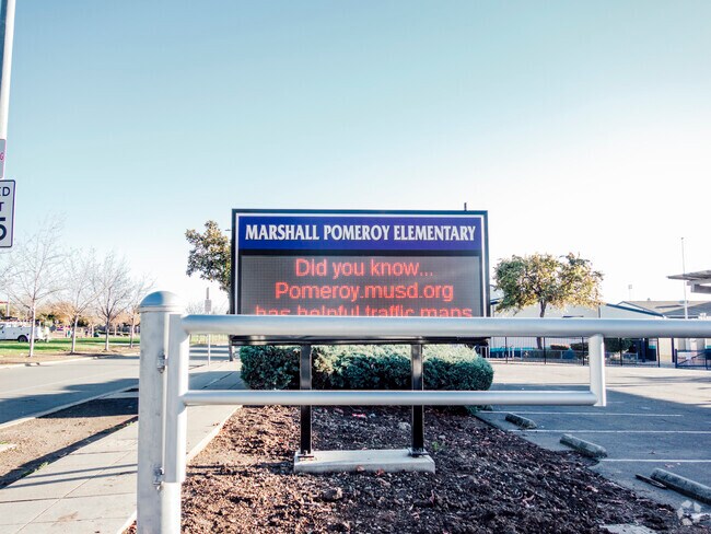 The parking lot of Marshall Pomeroy Elementary School in Milpitas, California.