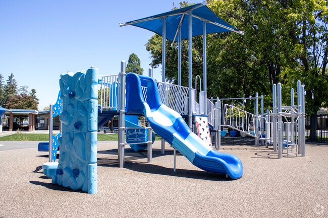 The playground at Bowers Elementary School in Santa Clara is popular at recess.
