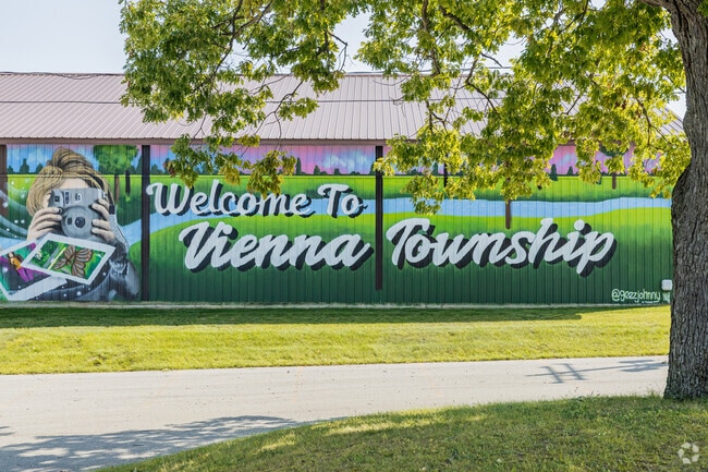 Vienna Township residents are welcomed with a vibrant, hand-painted mural.