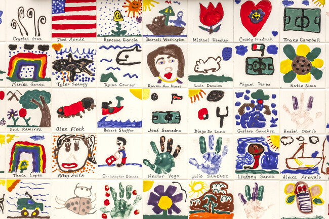 Hand painted tiles decorate Glen View Elementary School in Escondido.